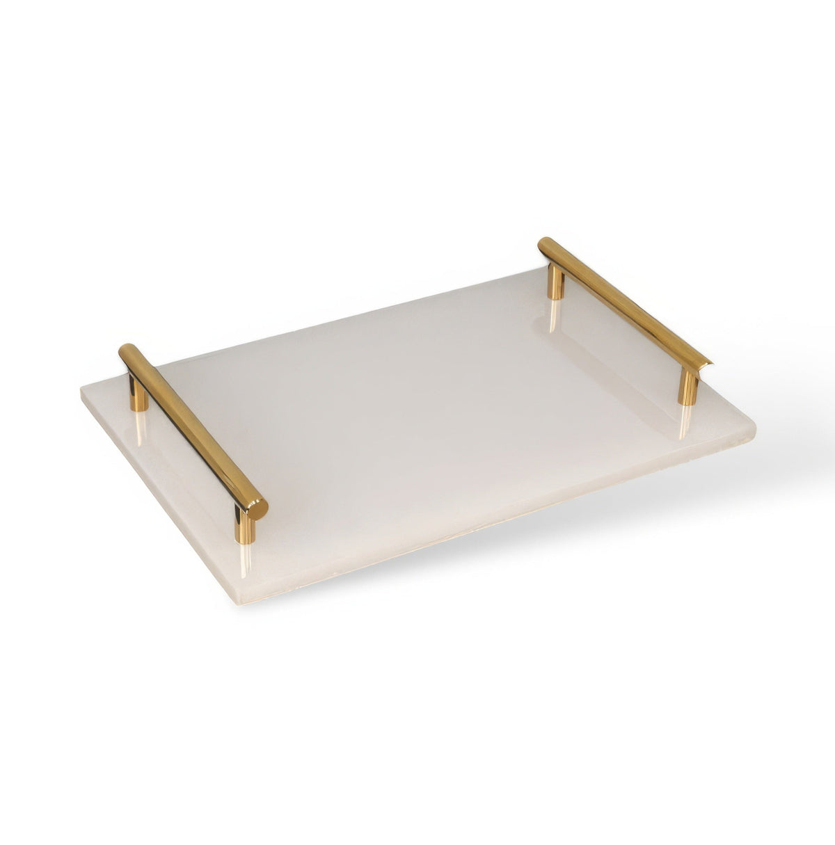 Bathroom Set in Marble Look with Gold Rim, Soap Dispenser, Toothbrush Holder, Tray
