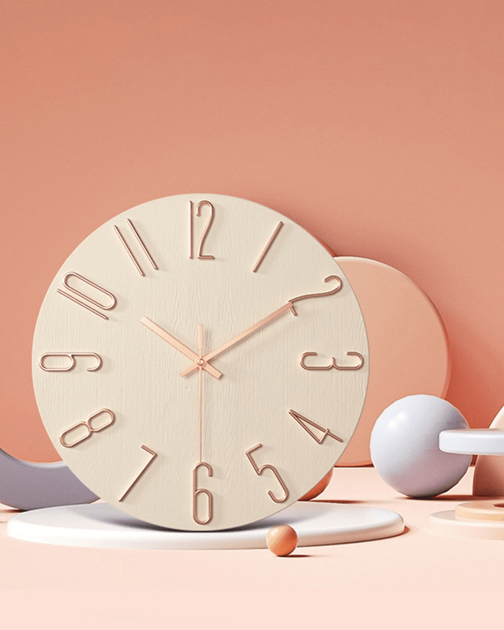 Nordica – Minimalistische Wanduhr aus Holzoptik - Bolania