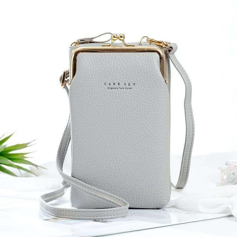 Women's PU Leather Cross-Body Cell Phone Bag with Card Slots Detachable Shoulder Strap for Smartphones up to 6.5 in / 16.5 cm