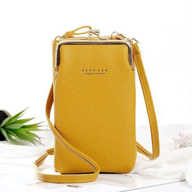 Women's PU Leather Cross-Body Cell Phone Bag with Card Slots Detachable Shoulder Strap for Smartphones up to 6.5 in / 16.5 cm