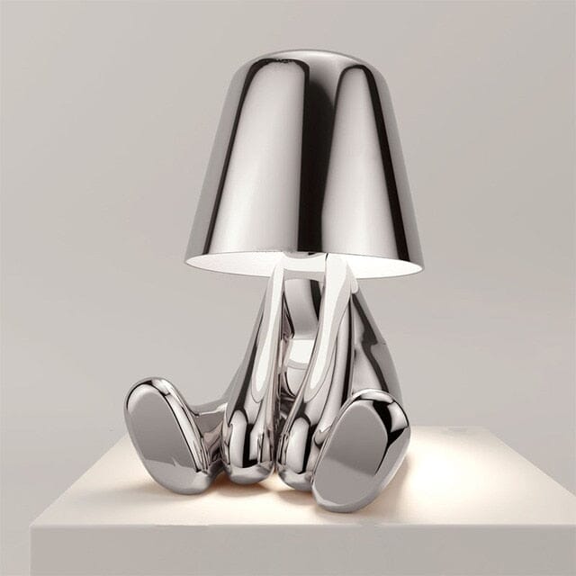 Cordless Table Lamp with USB Rechargeable Battery, Figurative Design, Dimmable, for Nightstand and Shelf