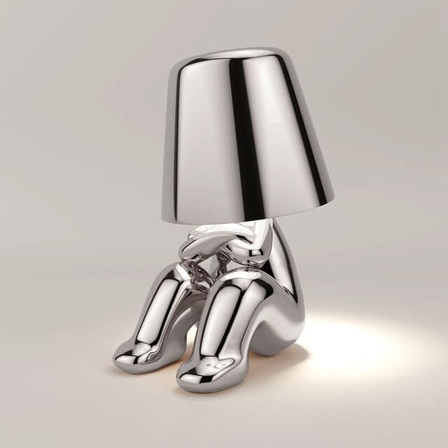 Cordless Table Lamp with USB Rechargeable Battery, Figurative Design, Dimmable, for Nightstand and Shelf