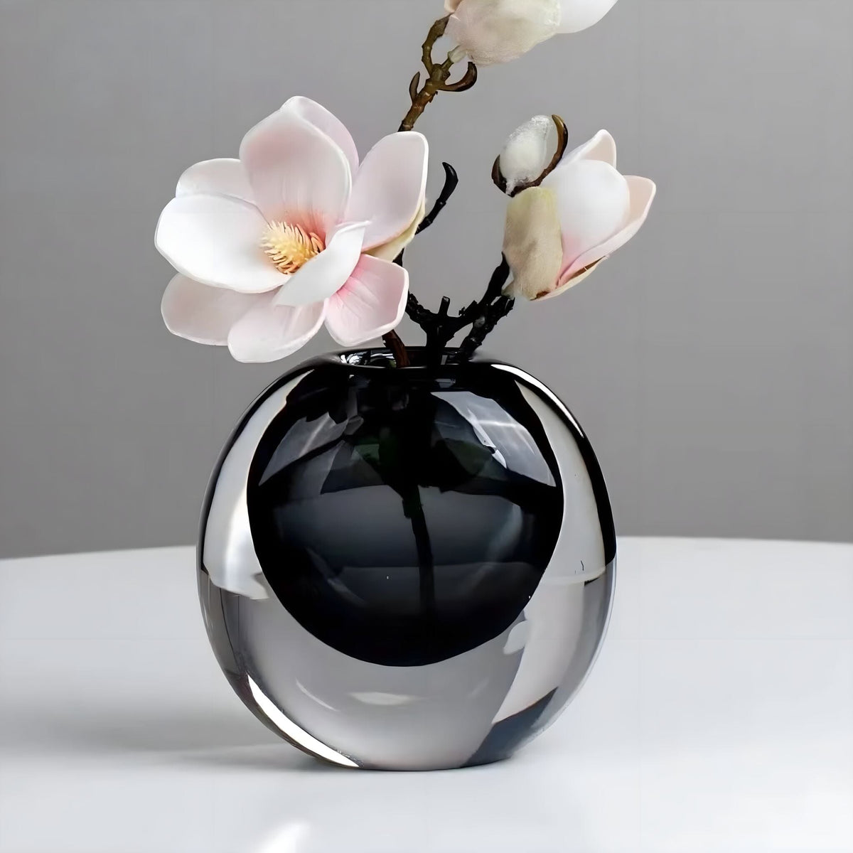 Vase Made of Thick-Walled Smoked Glass with a Narrow Opening, Solid Base, Three Sizes