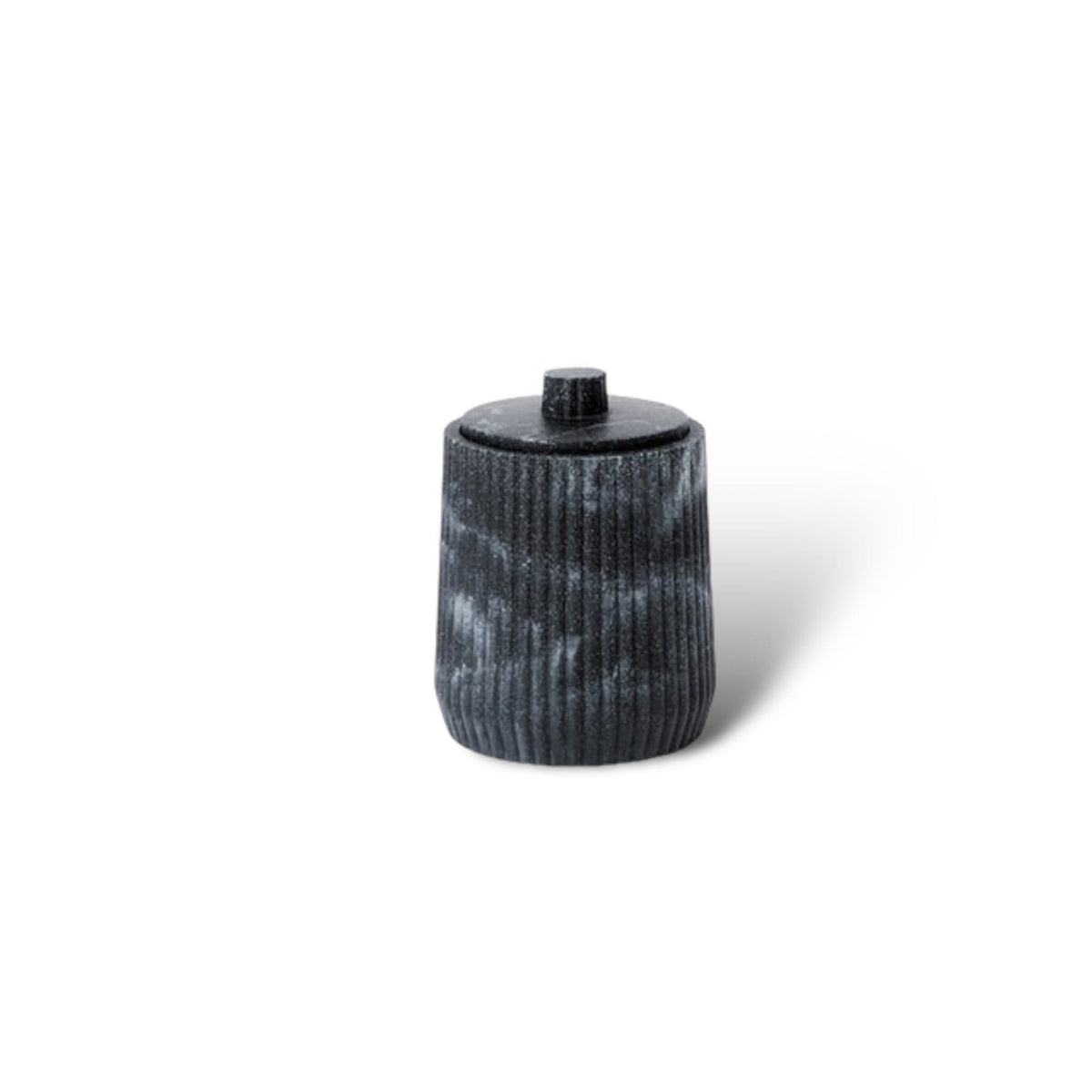 Bathroom Accessories in Marble Look with Ribbed Structure, Soap Dispenser, Tumbler and Storage Tray
