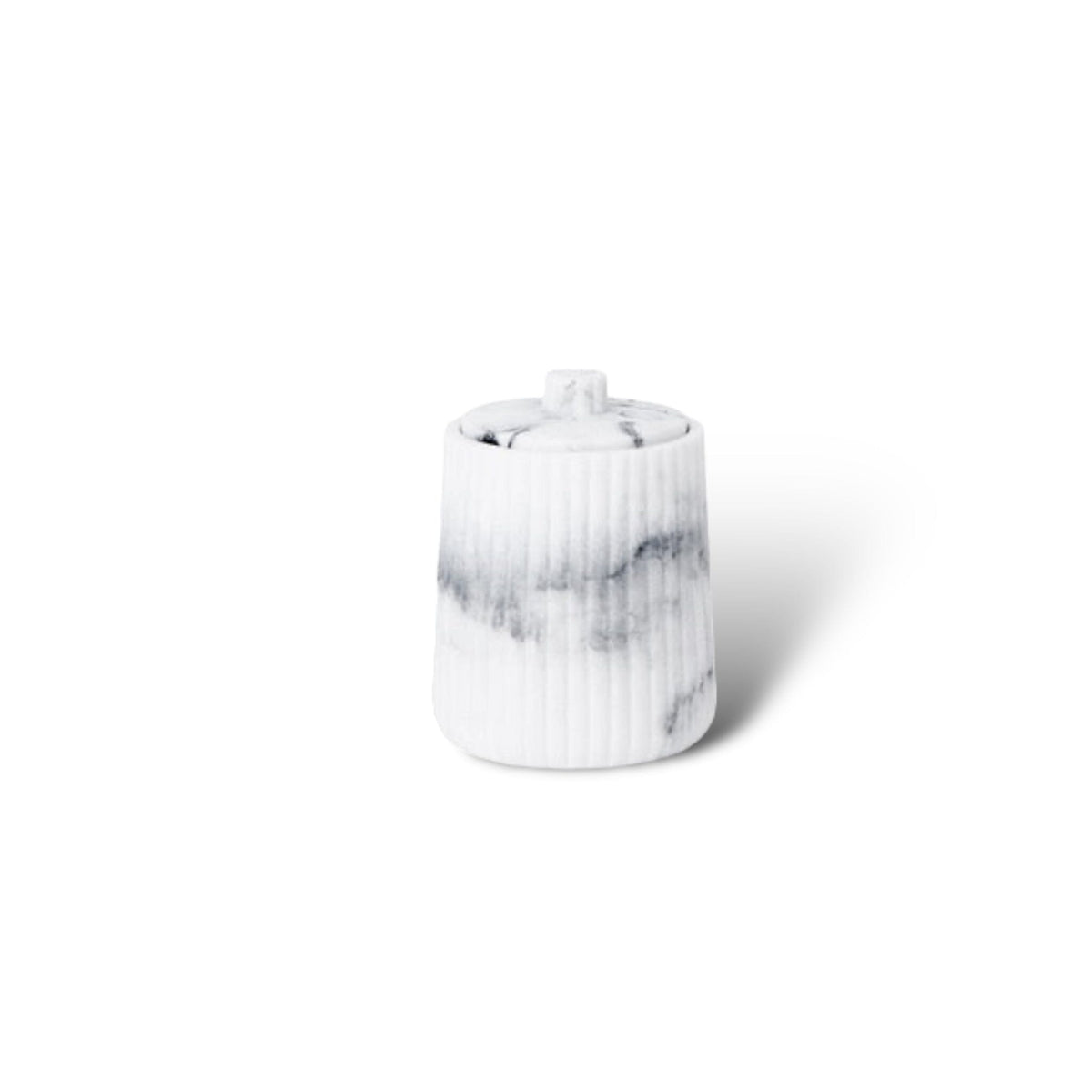 Bathroom Accessories in Marble Look with Ribbed Structure, Soap Dispenser, Tumbler and Storage Tray