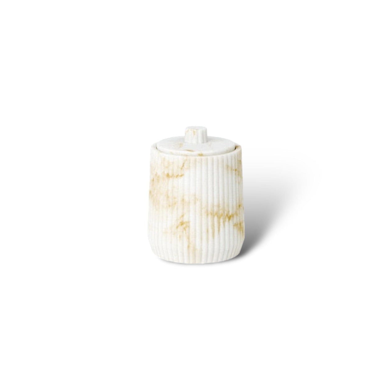 Bathroom Accessories in Marble Look with Ribbed Structure, Soap Dispenser, Tumbler and Storage Tray