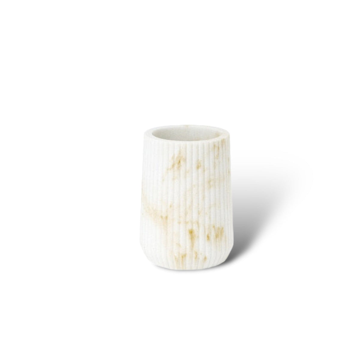Bathroom Accessories in Marble Look with Ribbed Structure, Soap Dispenser, Tumbler and Storage Tray