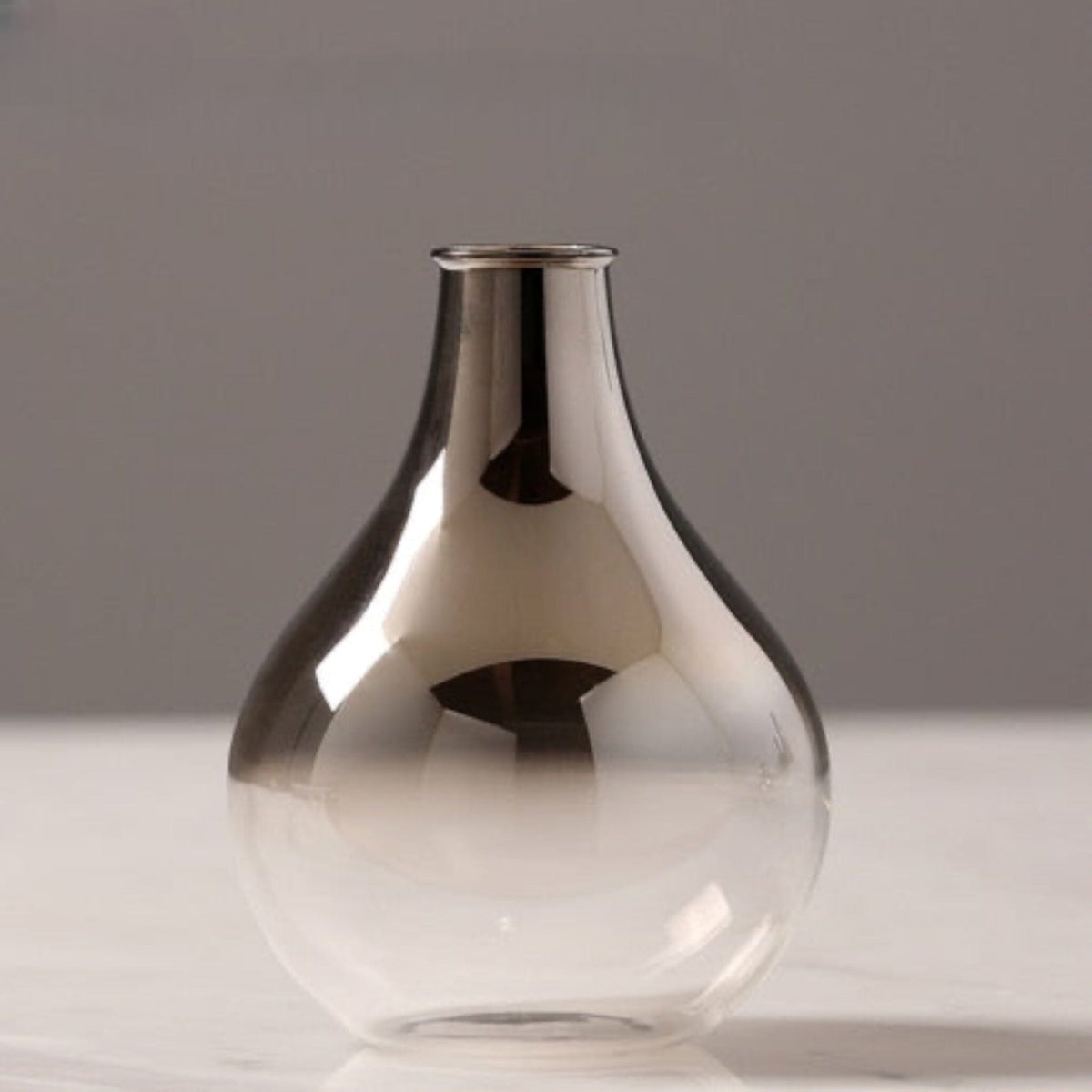 Glass Vase with Metallic Gradient, Narrow Neck, for Single Stems and Dried Flowers