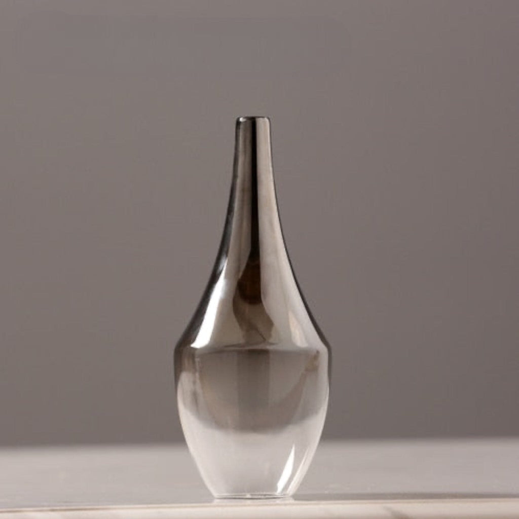 Glass Vase with Metallic Gradient, Narrow Neck, for Single Stems and Dried Flowers