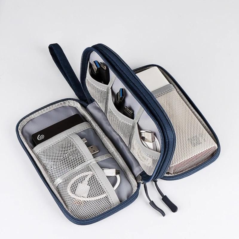 Reise - Etui für Kabel und Ladegeräte mit Mehreren Fächern aus Oxford - Gewebe Kompakt Leicht und Stoßfest - Bolania