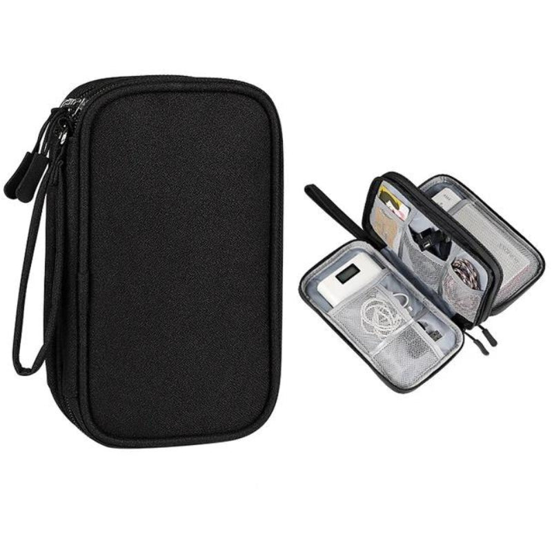 Reise - Etui für Kabel und Ladegeräte mit Mehreren Fächern aus Oxford - Gewebe Kompakt Leicht und Stoßfest - Bolania