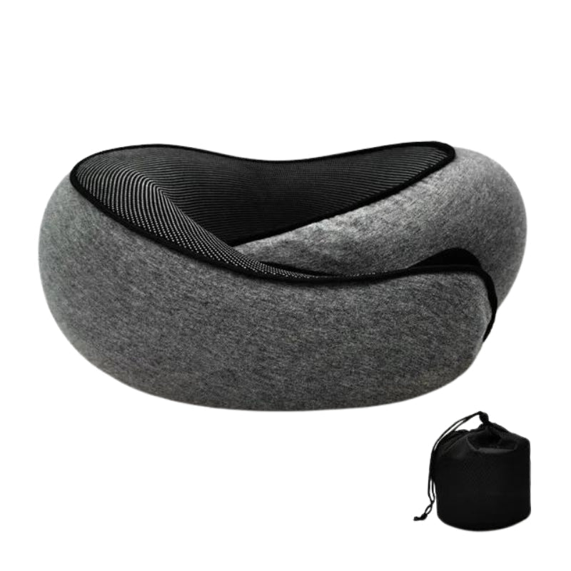 Reisekissen aus Memory Foam Ergonomisch mit Klettverschluss und Trage - Tasche zum Komprimieren für Flugzeug Auto und Zug 31x26x14 cm - Bolania