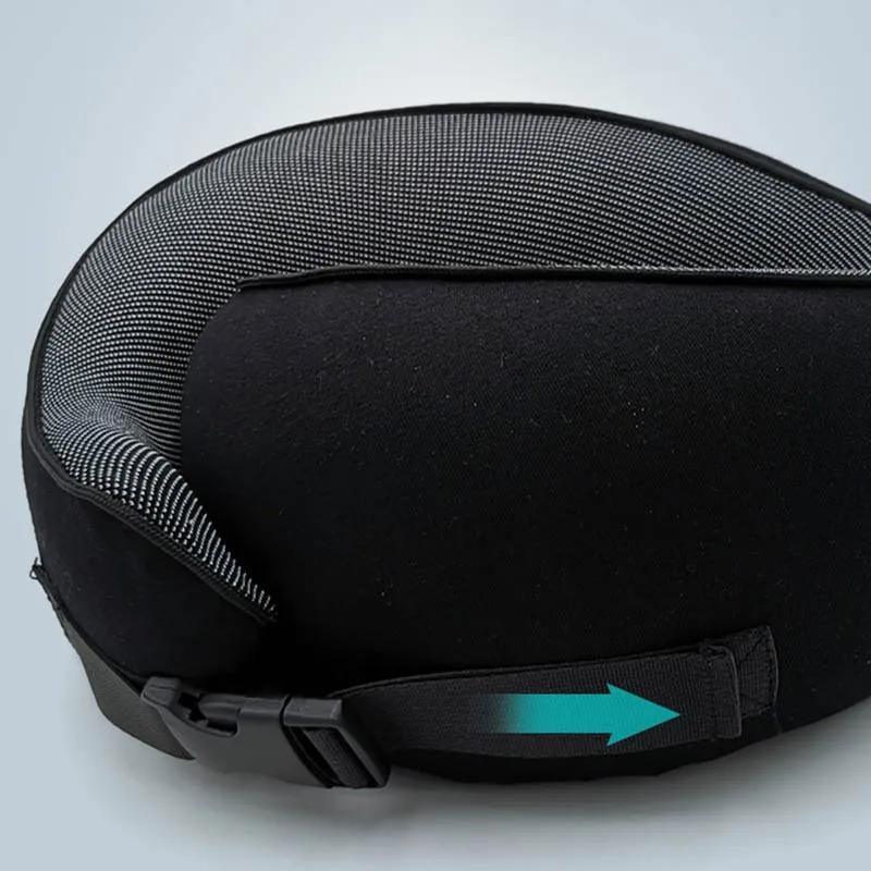 Reisekissen aus Memory Foam Ergonomisch mit Klettverschluss und Trage - Tasche zum Komprimieren für Flugzeug Auto und Zug 31x26x14 cm - Bolania