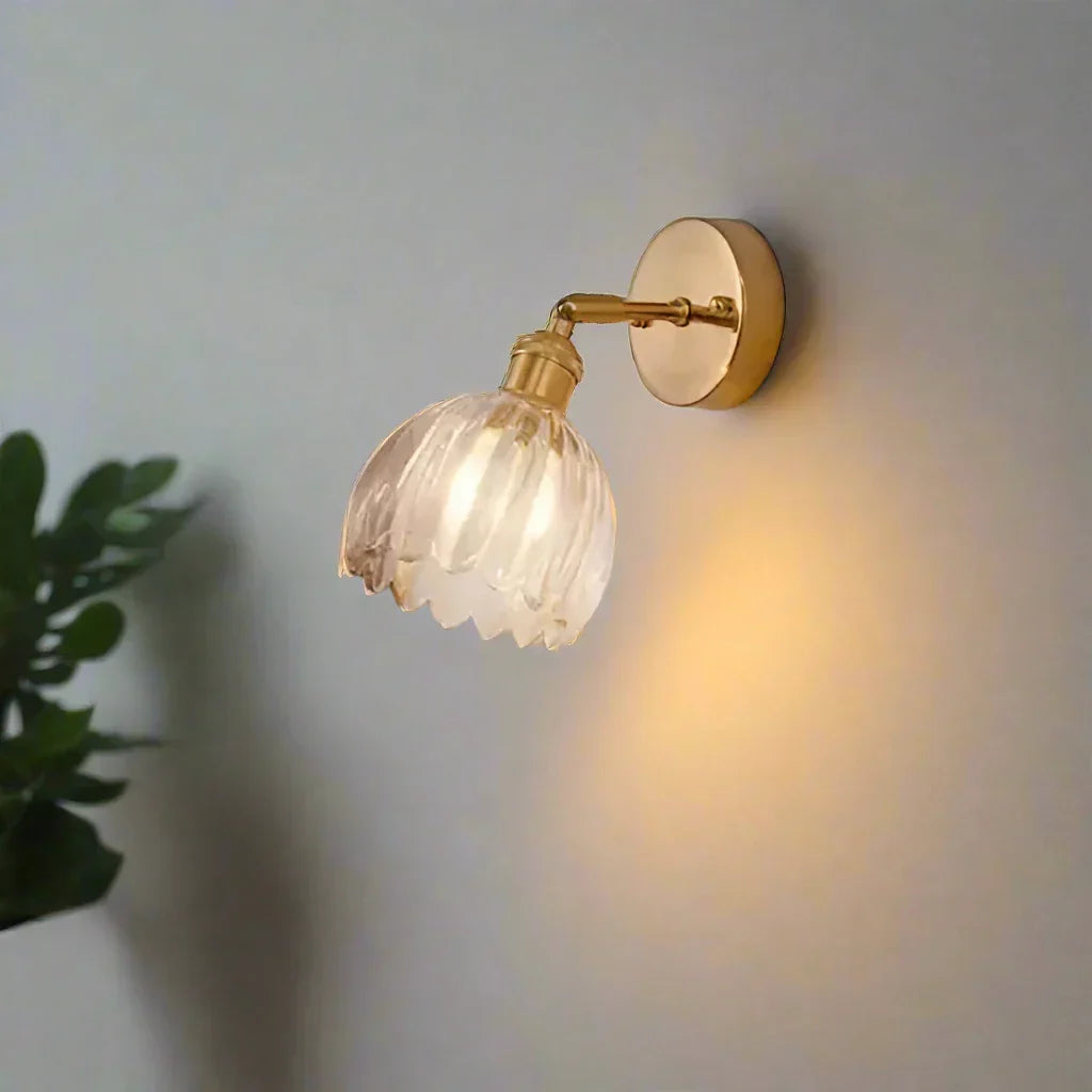 Bolania | Wandleuchte - Style rétro - Schirm Glas Tulpenknospe Blume