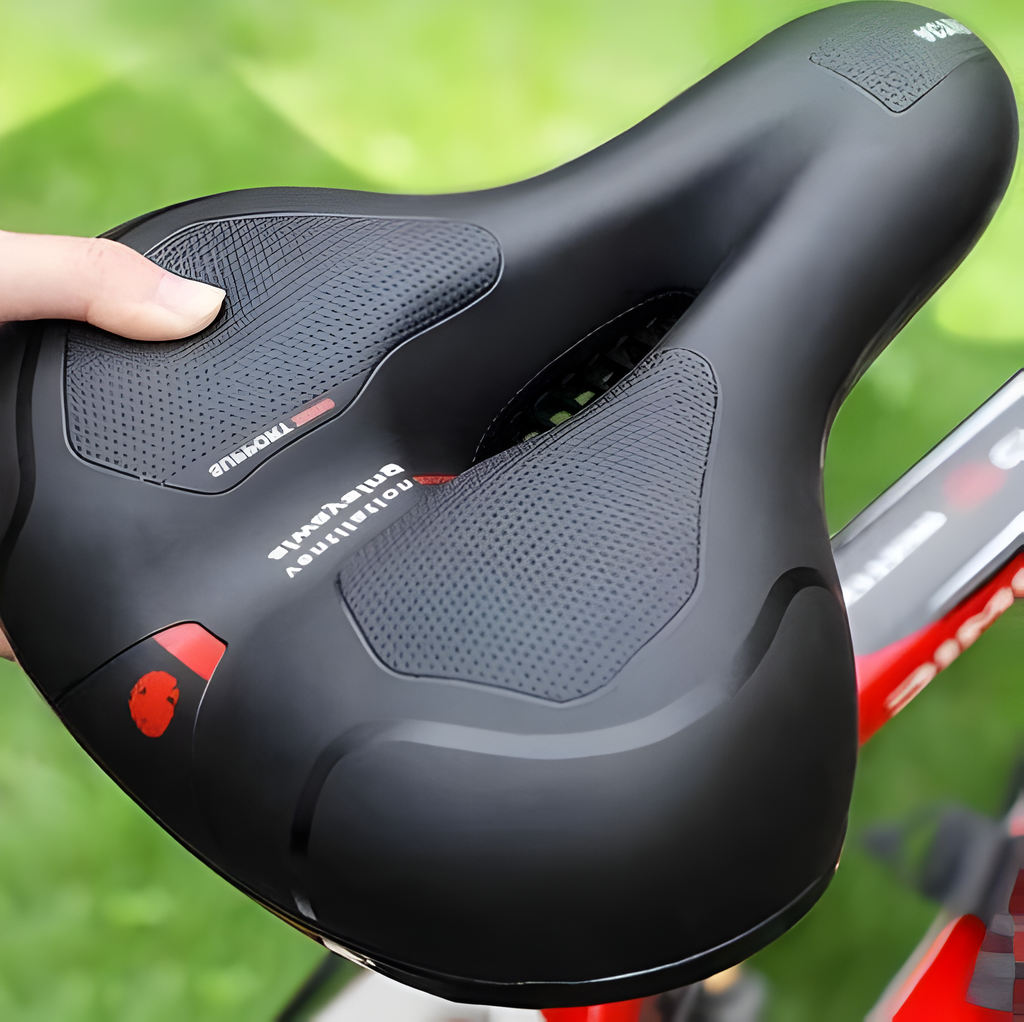 Komfort-Fahrradsattel mit Druckentlastungs-Rille Stoßdämpfend Atmungsaktiv mit Reflex-Streifen für City Trekking und MTB