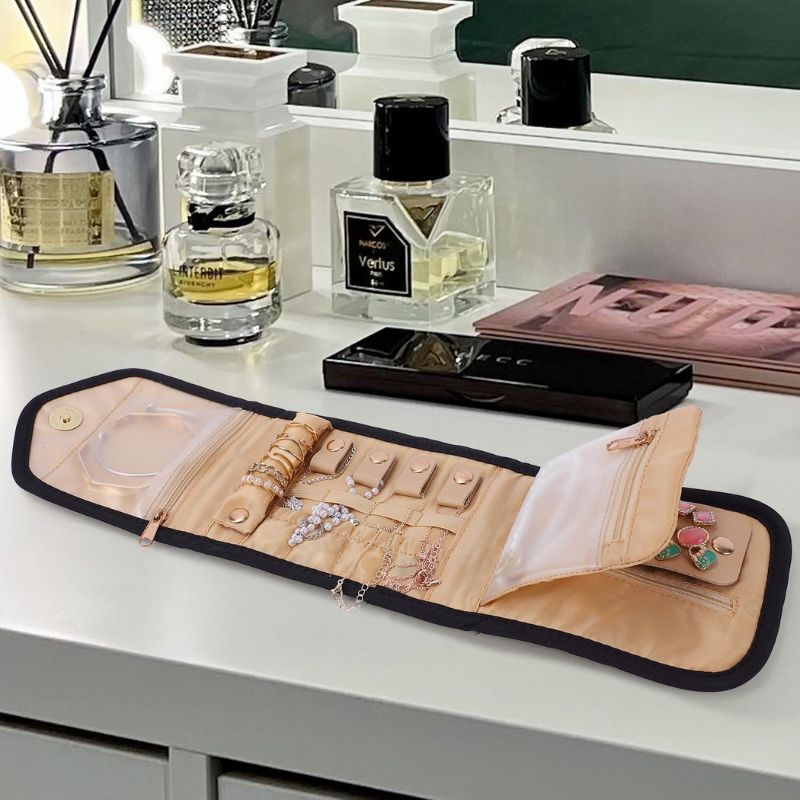 Schmucktasche zum Aufrollen Faltbar mit Mehreren Fächern für Ringe Ohrringe Halsketten und Armreifen Reise - Organizer - Bolania