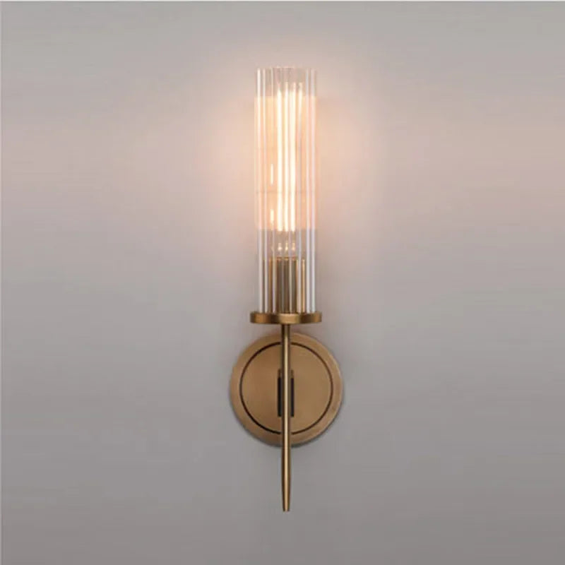 Bolania | Wandleuchte - Stilvolles geriffeltes Glas & Kupferoberfläche - Moderne Beleuchtung