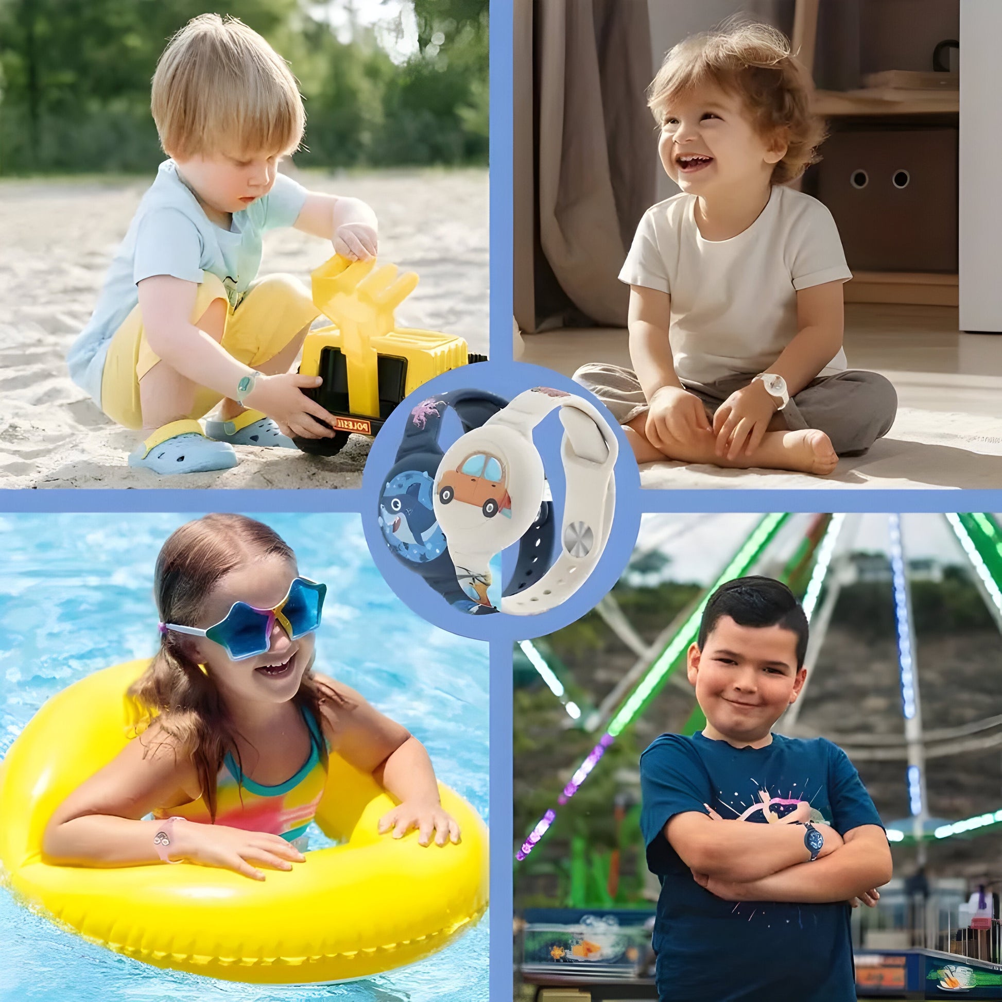 Children's AirTag Silicone Bracelet, Adjustable Holder with Cartoon Designs, Skin-Friendly and Washable