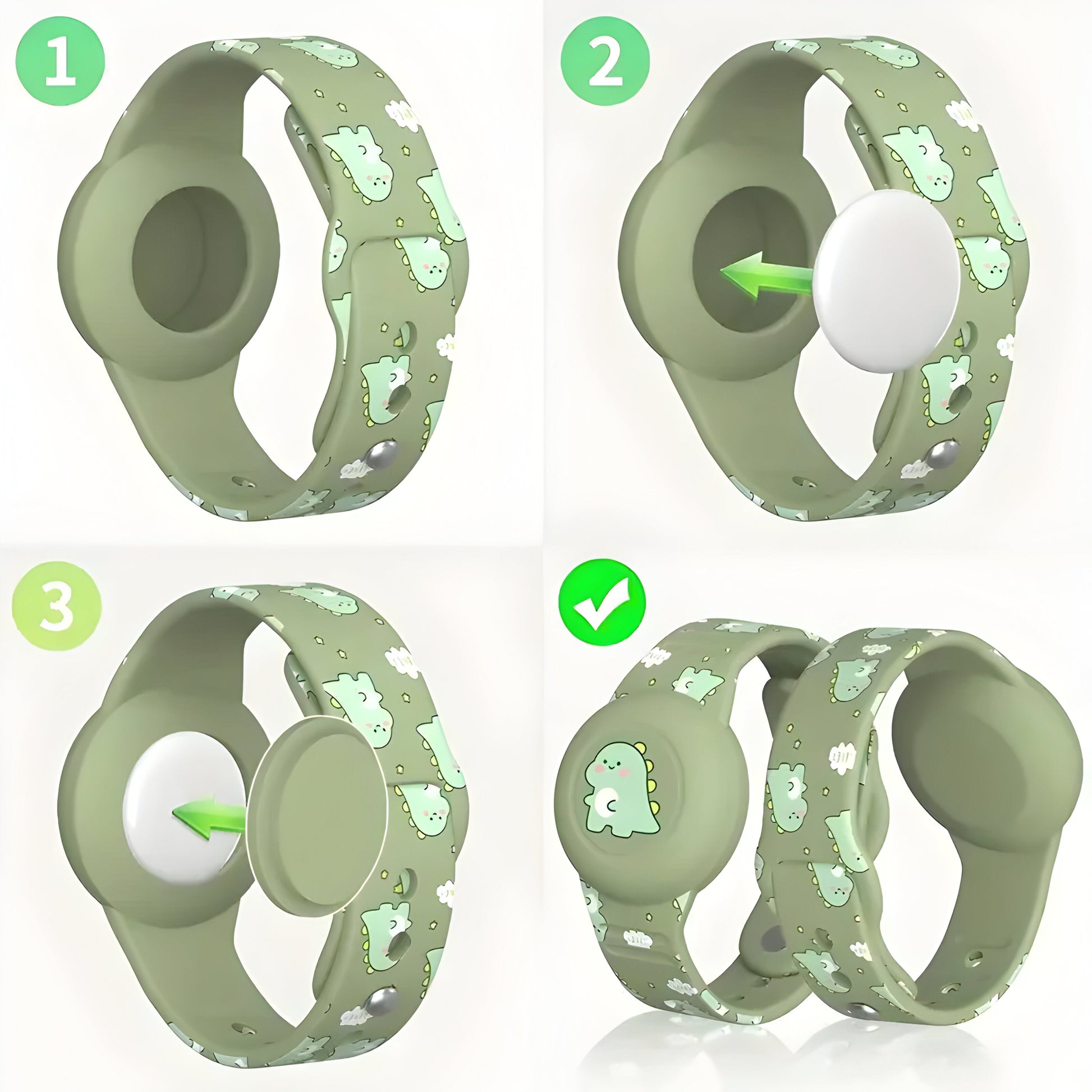 Children's AirTag Silicone Bracelet, Adjustable Holder with Cartoon Designs, Skin-Friendly and Washable