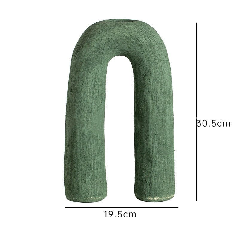 Skulpturale Bogen-Vase aus Keramik in Arch-Form für Trockenblumen Zweige und Minimalistisches Wohn-Design - Bolania