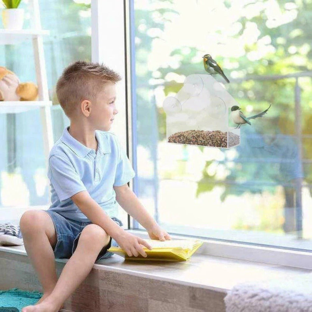 Window Bird Feeder, Clear Acrylic with Suction Cups, Tool-Free Installation for Gardens and Balcony Windows