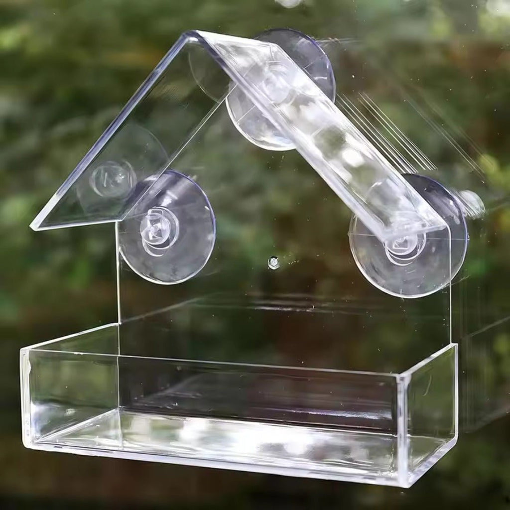 Window Bird Feeder, Clear Acrylic with Suction Cups, Tool-Free Installation for Gardens and Balcony Windows