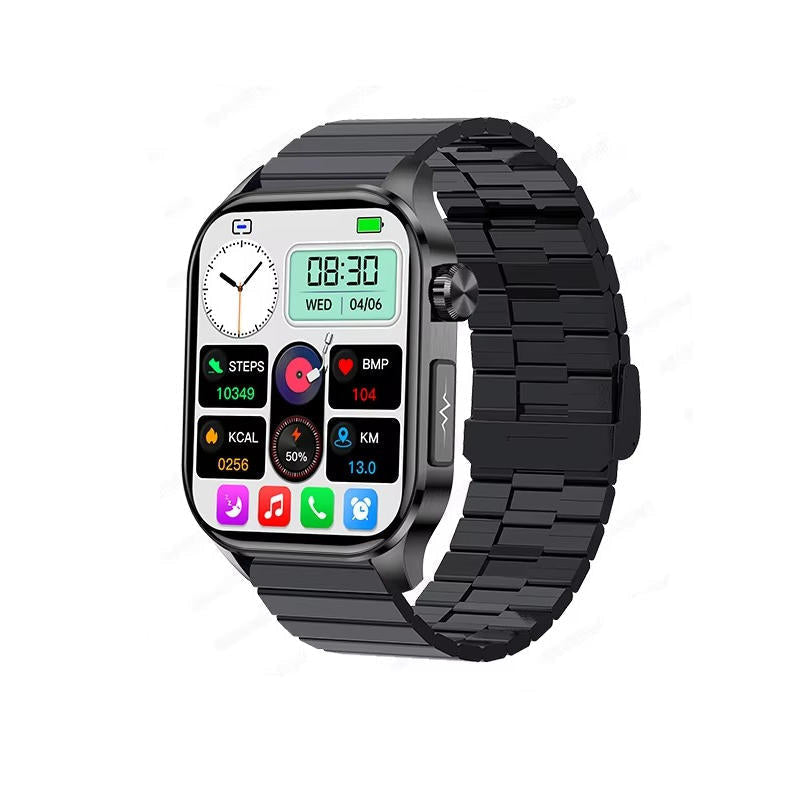 Smartwatch für Senioren mit Großem AMOLED-Display Herzfrequenz Blutsauerstoff Schlaf-Tracking Bluetooth-Anrufe und SOS-Funktion - Bolania