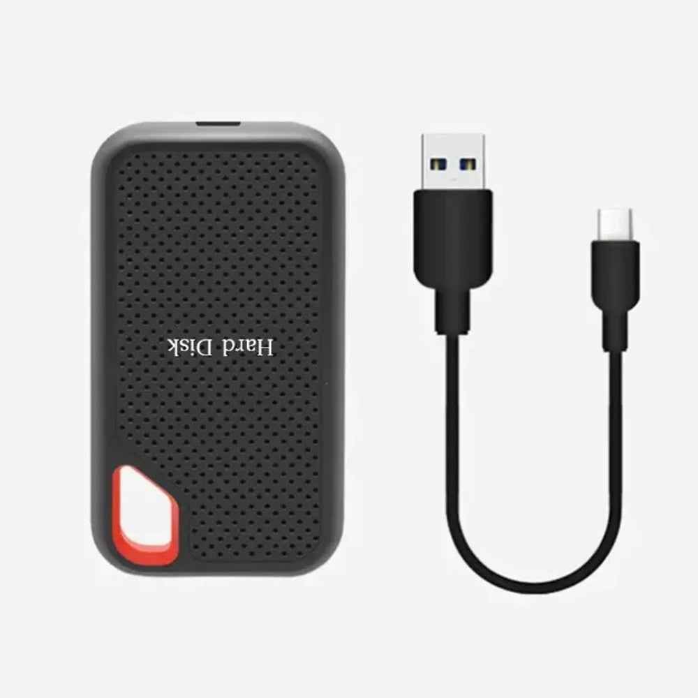 External USB SSD in Rugged Protective Casing with USB-C Connector and Carabiner Ring, Compact for Data Transport