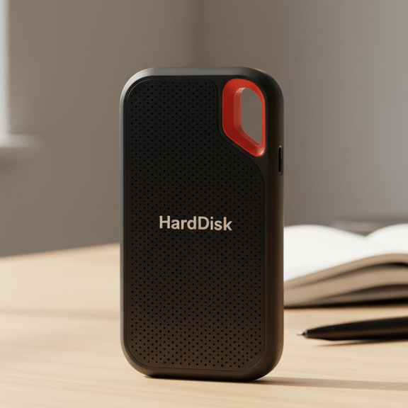 External USB SSD in Rugged Protective Casing with USB-C Connector and Carabiner Ring, Compact for Data Transport