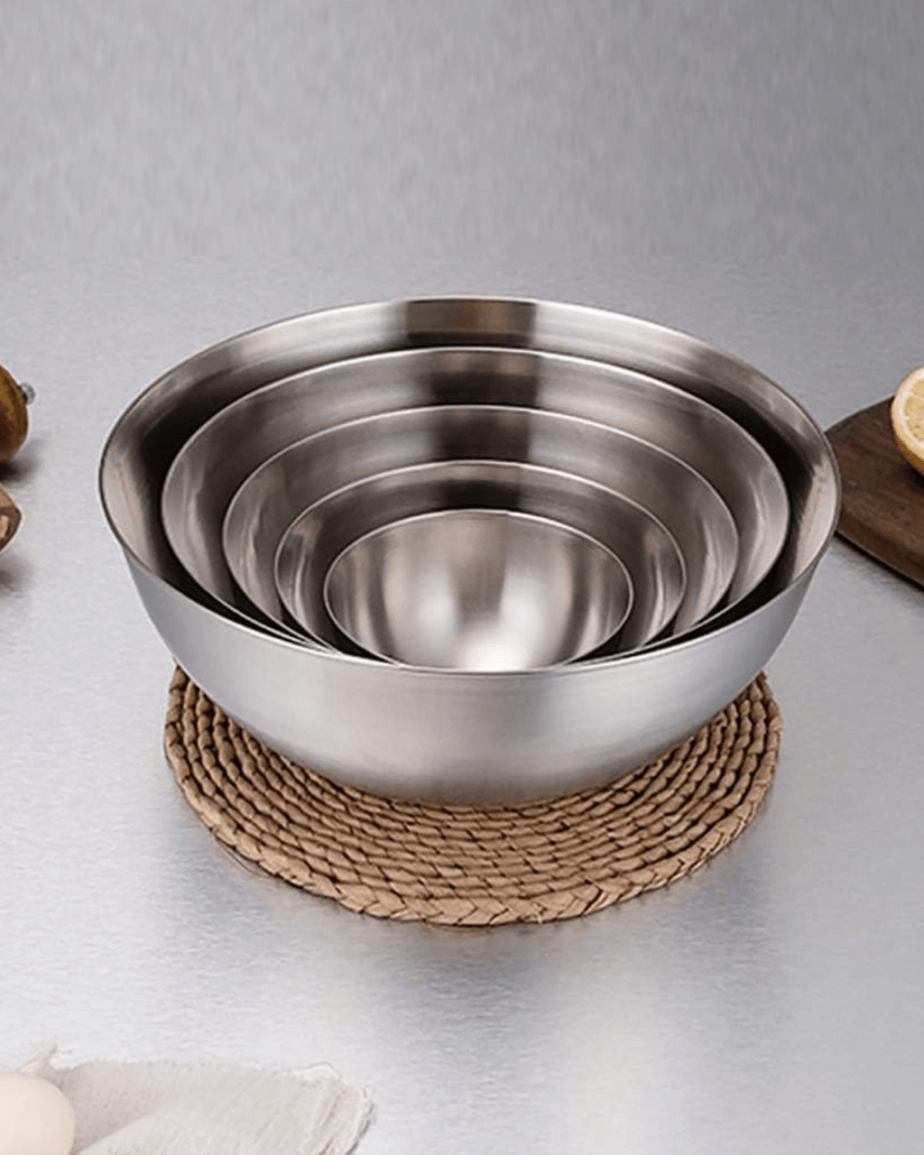 Stahlvera Schüsseln – Elegantes 5er - Set für Perfektes Mixen - Bolania