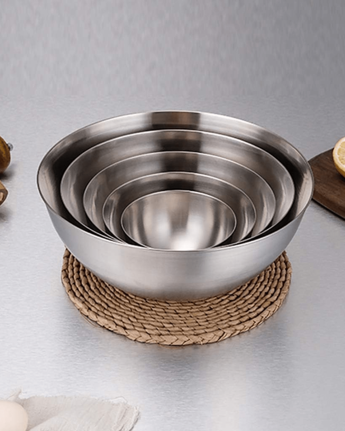 Stahlvera Schüsseln – Elegantes 5er - Set für Perfektes Mixen - Bolania