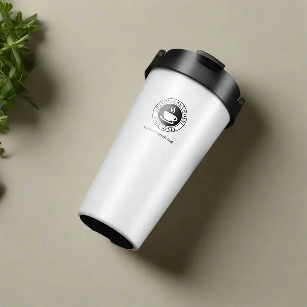 Double-Walled Stainless Steel Thermal Mug 500ml with Sliding Lid for Hot and Cold Drinks On the Go