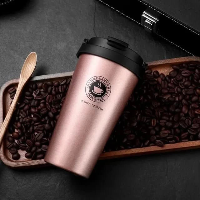 Double-Walled Stainless Steel Thermal Mug 500ml with Sliding Lid for Hot and Cold Drinks On the Go