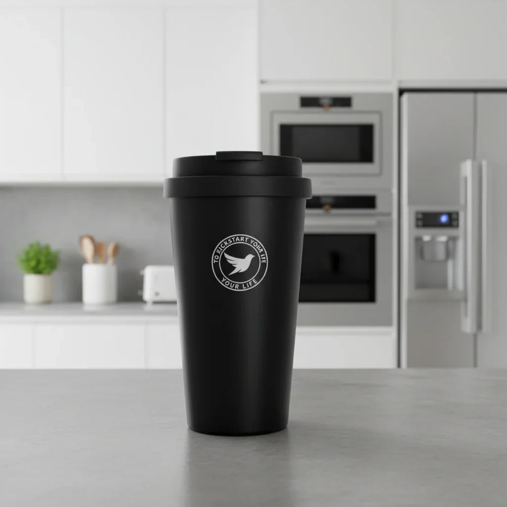 Double-Walled Stainless Steel Thermal Mug 500ml with Sliding Lid for Hot and Cold Drinks On the Go