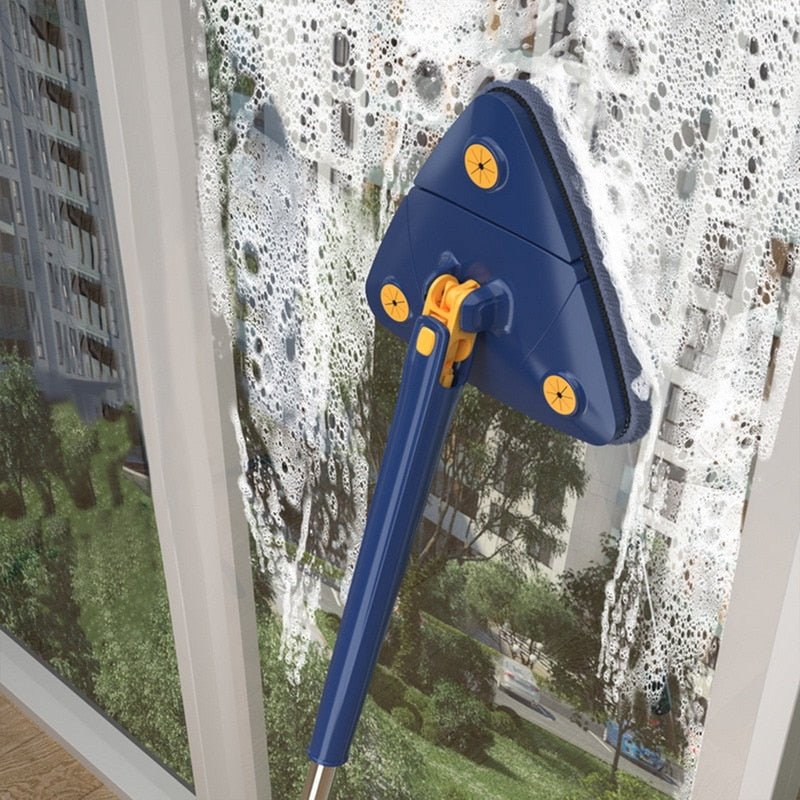 Triangel - Mopp mit 360° Drehgelenk Verstellbarem Teleskopstiel und Mikrofaser - Bezug für Boden Wand und Decke - Bolania
