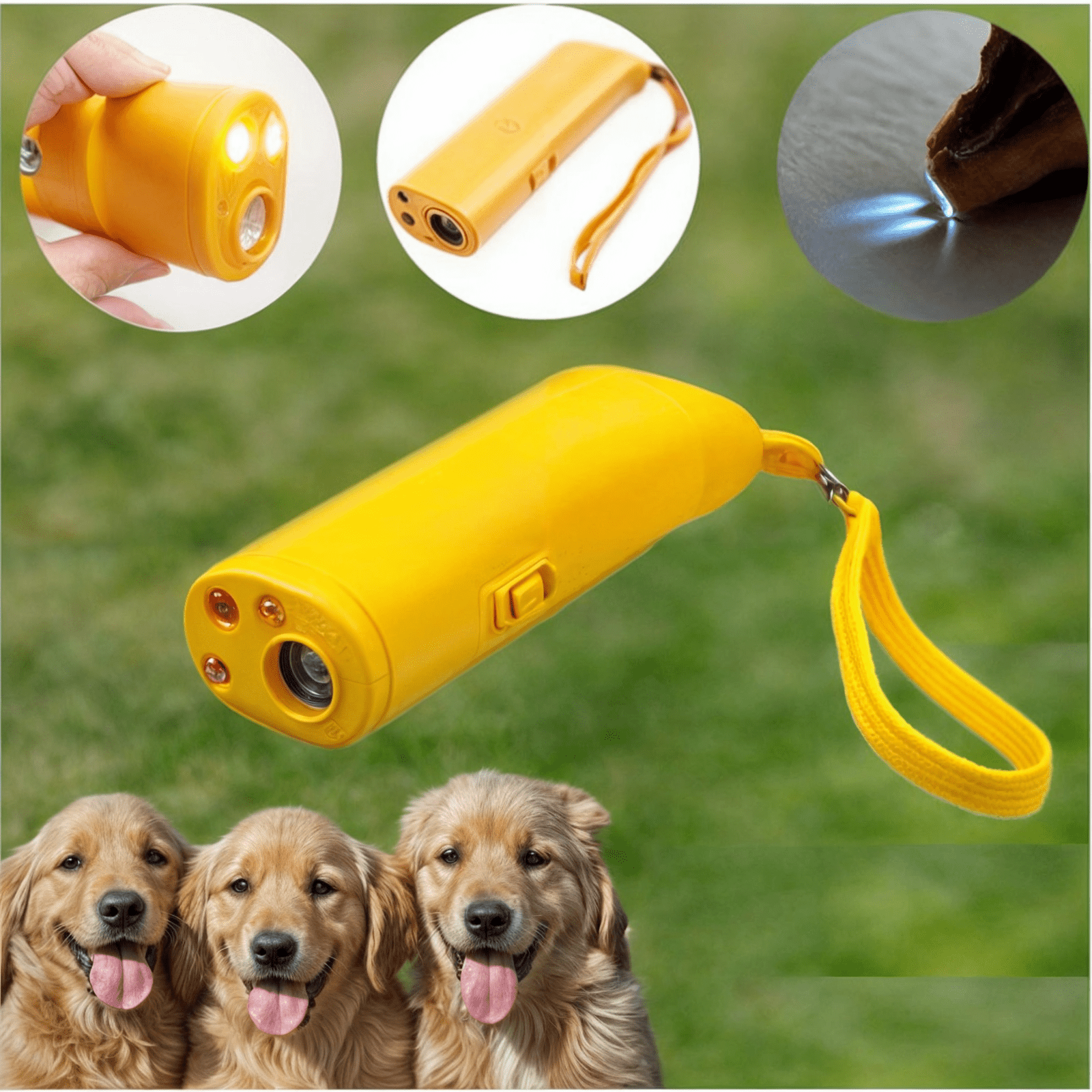 Ultraschall Anti - Bell - Gerät für Hunde Trainings - Hilfe mit LED - Taschenlampe Reichweite bis 5 Meter Kompakt mit Handgelenk - Schlaufe - Bolania