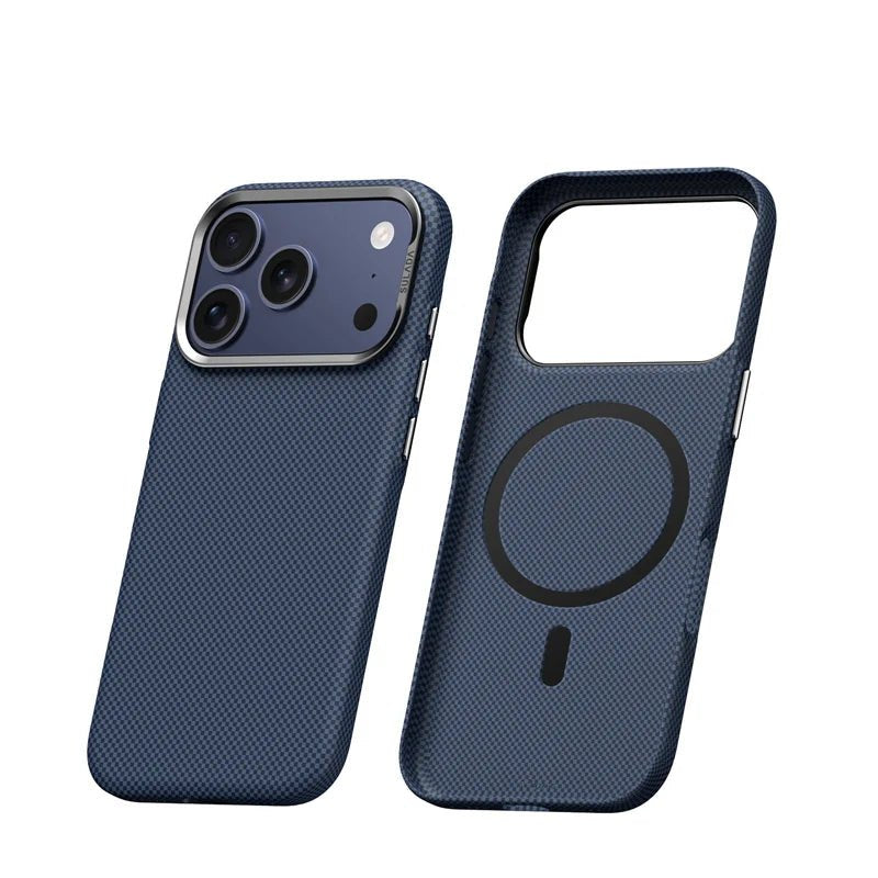 Ultraschlanke iPhone Hülle aus Polycarbonat mit MagSafe Matte Karo - Textur und Erhöhtem Kameraschutz - Bolania