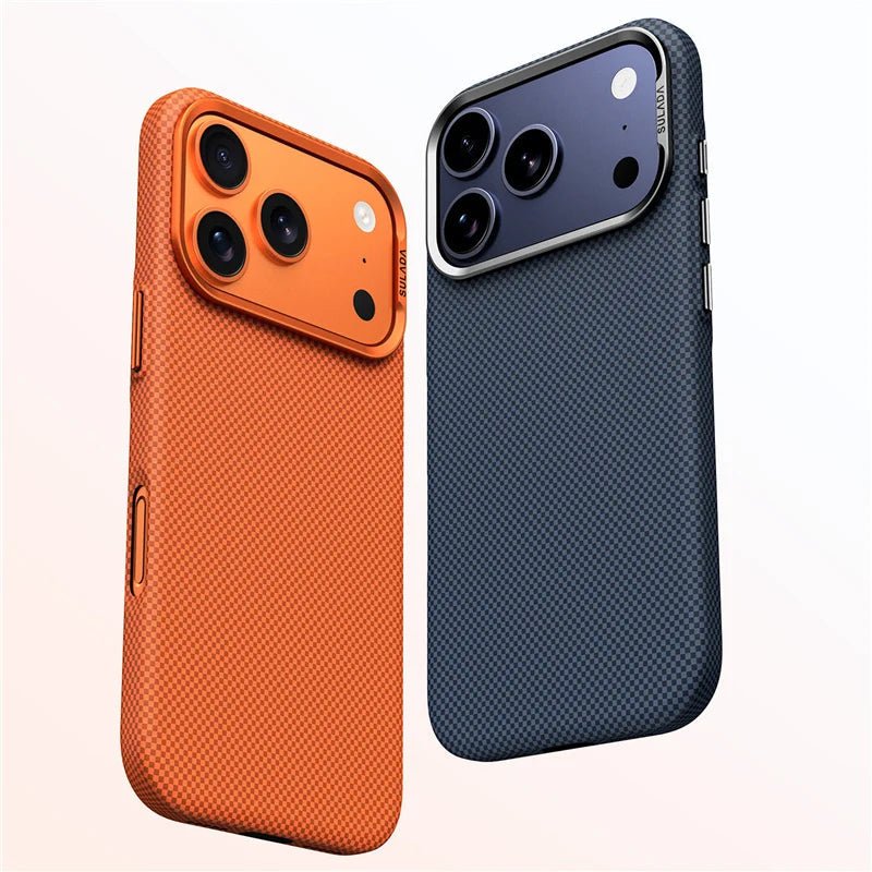 Ultraschlanke iPhone Hülle aus Polycarbonat mit MagSafe Matte Karo - Textur und Erhöhtem Kameraschutz - Bolania