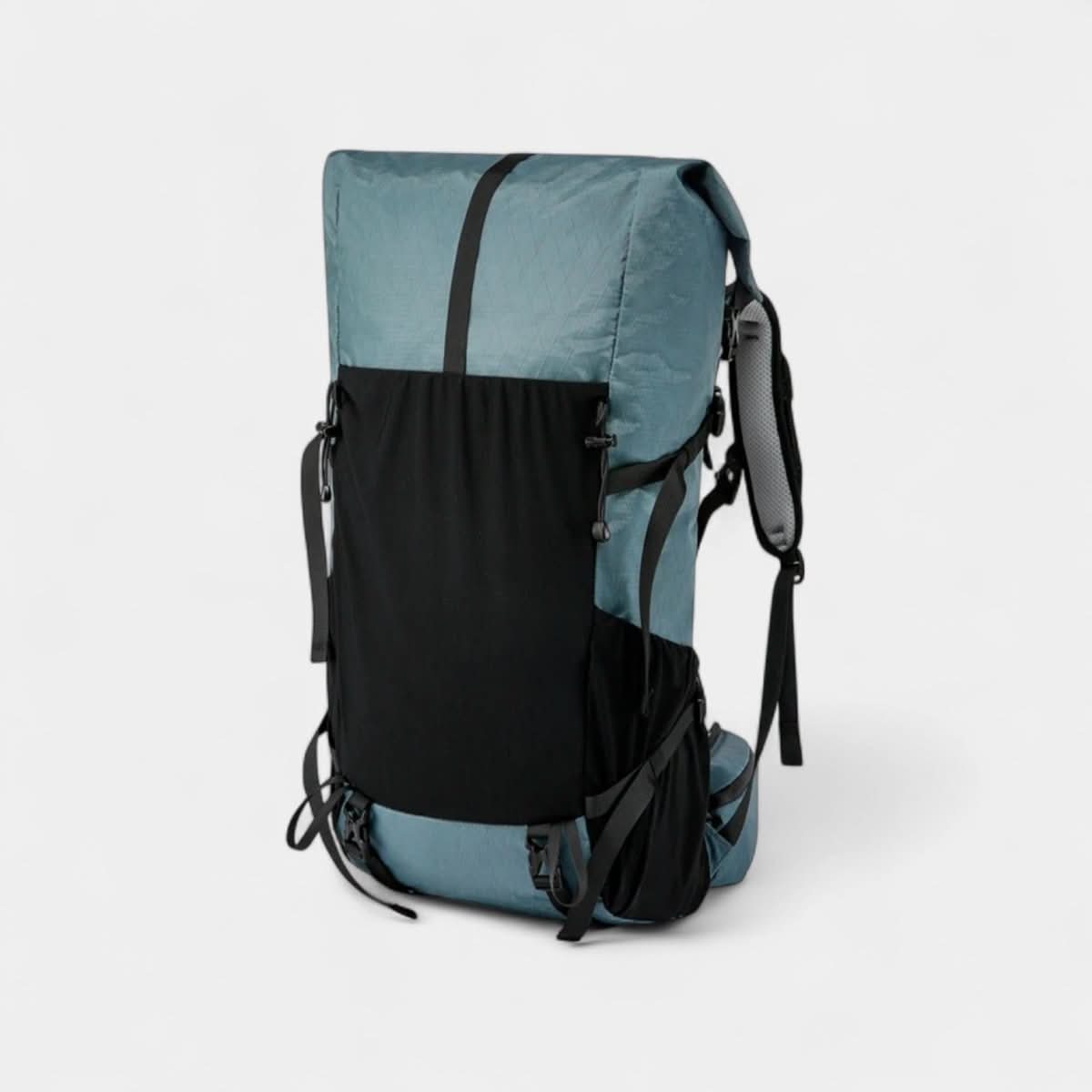 Trekking-Rucksack 50 Liter Ultraleicht mit Roll-Top Wasserabweisend Ripstop-Nylon Belüfteter Rücken für Wandern und Camping