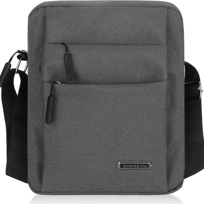 Men's Shoulder Bag Water-Repellent with Zippered Compartments Adjustable Shoulder Strap Multiple Interior Pockets for Work and Travel