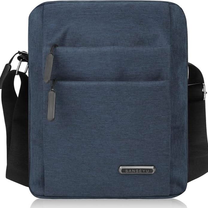Men's Shoulder Bag Water-Repellent with Zippered Compartments Adjustable Shoulder Strap Multiple Interior Pockets for Work and Travel