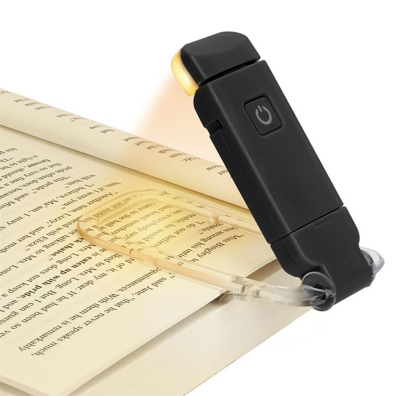 USB Rechargeable Clip-On Reading Lamp with Three Brightness Levels, Three Light Colors, and Eye-Friendly Light for Books and E-Readers