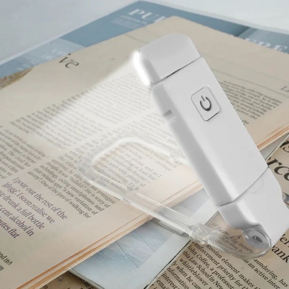 USB Rechargeable Clip-On Reading Lamp with Three Brightness Levels, Three Light Colors, and Eye-Friendly Light for Books and E-Readers