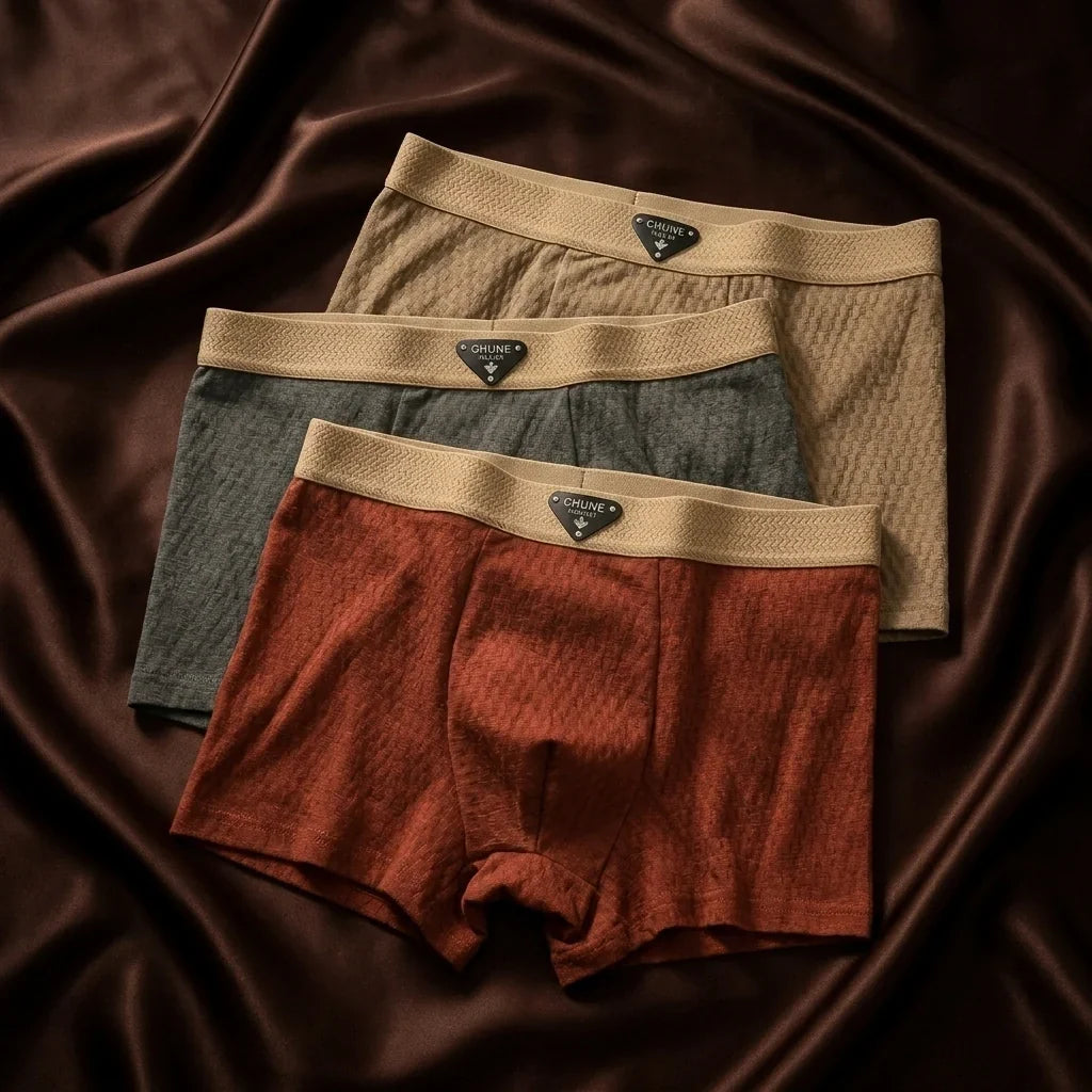 Organic Cotton Boxers with Textured Knit and Wide Waistband, Trunk Cut, Breathable