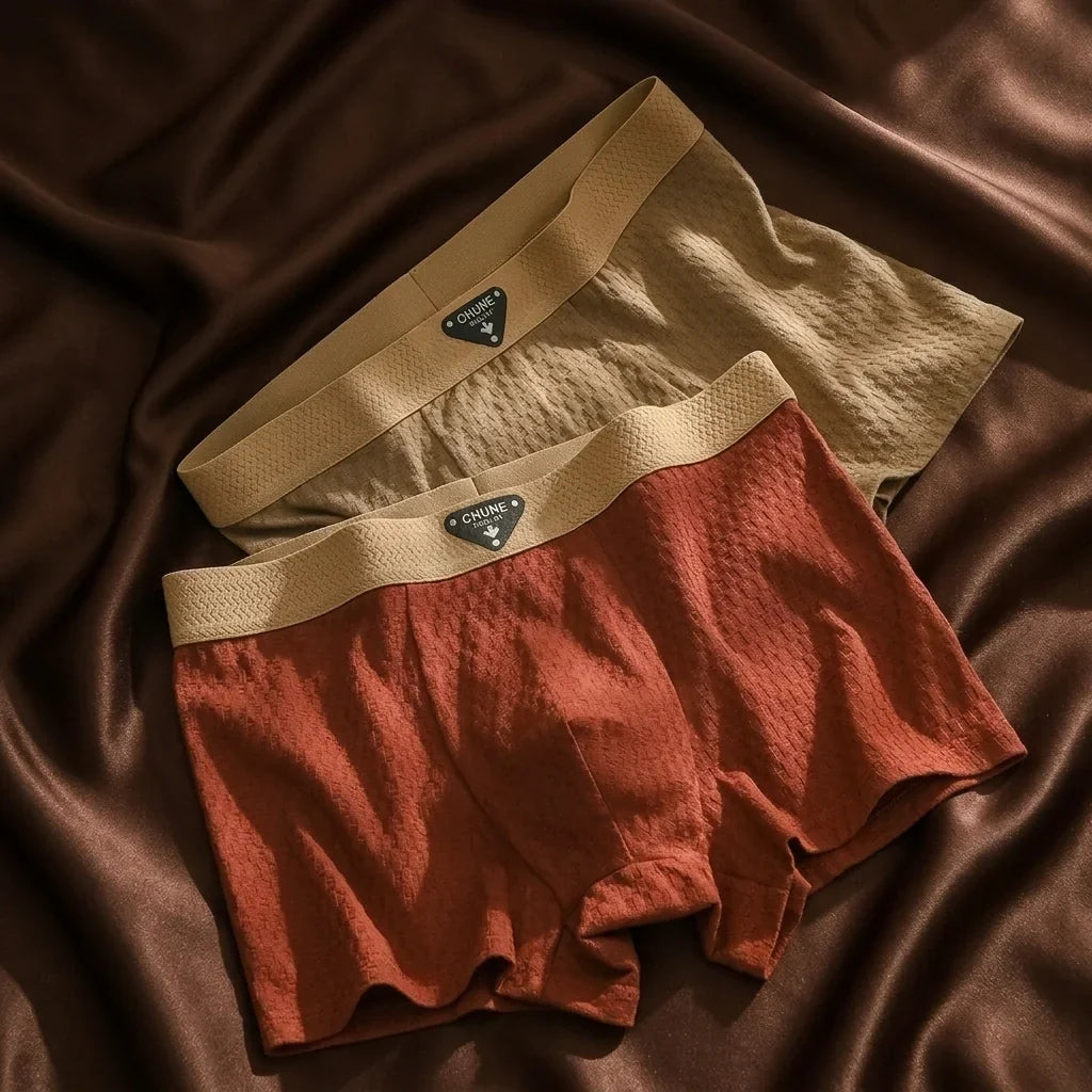 Organic Cotton Boxers with Textured Knit and Wide Waistband, Trunk Cut, Breathable