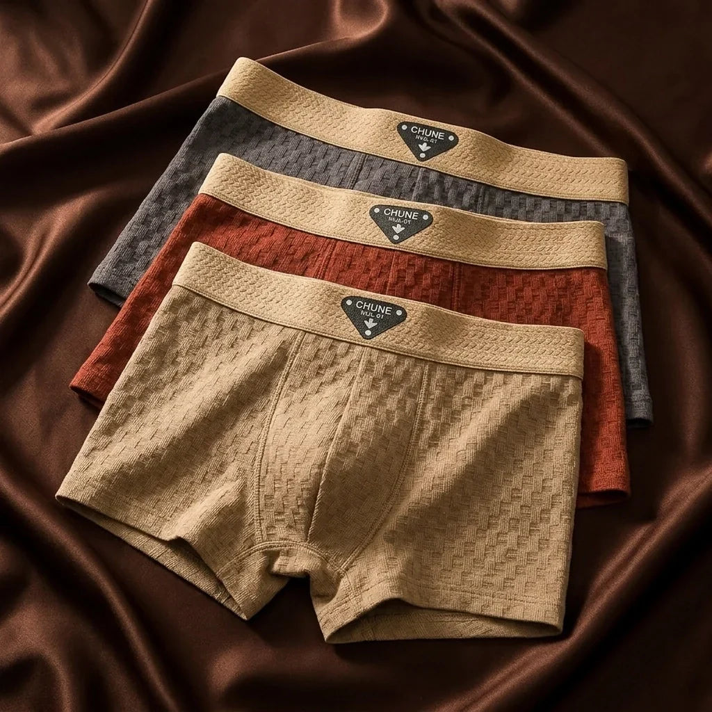 Organic Cotton Boxers with Textured Knit and Wide Waistband, Trunk Cut, Breathable