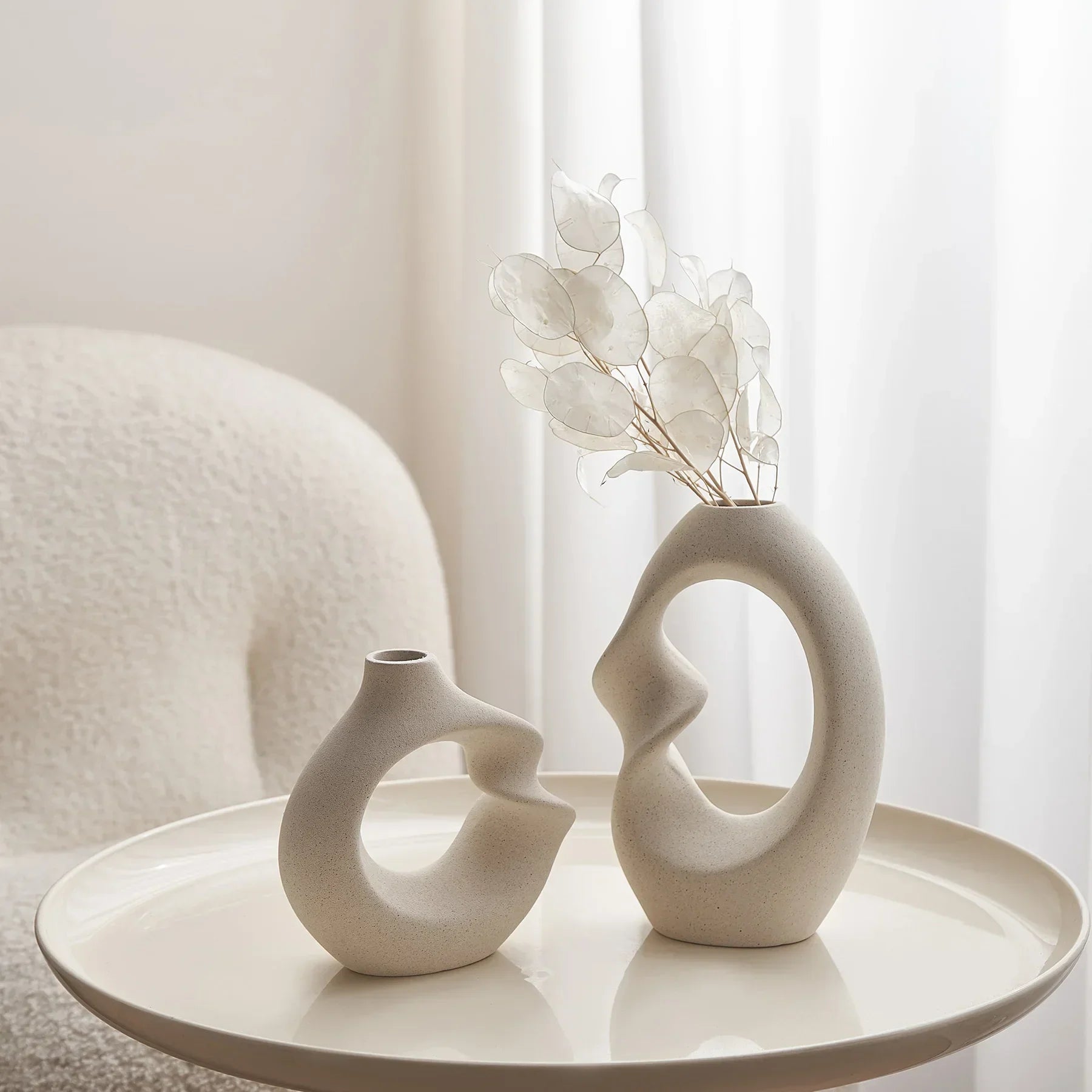 Virelle Keramikvase Duo – Abstrakte Eleganz für moderne Räume - Bolania