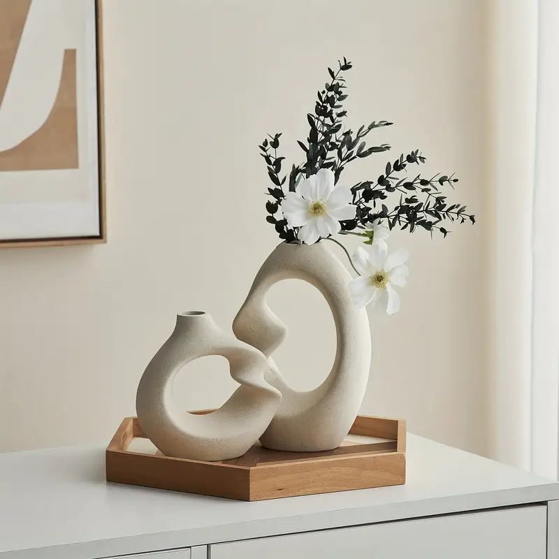 Virelle Keramikvase Duo – Abstrakte Eleganz für moderne Räume - Bolania