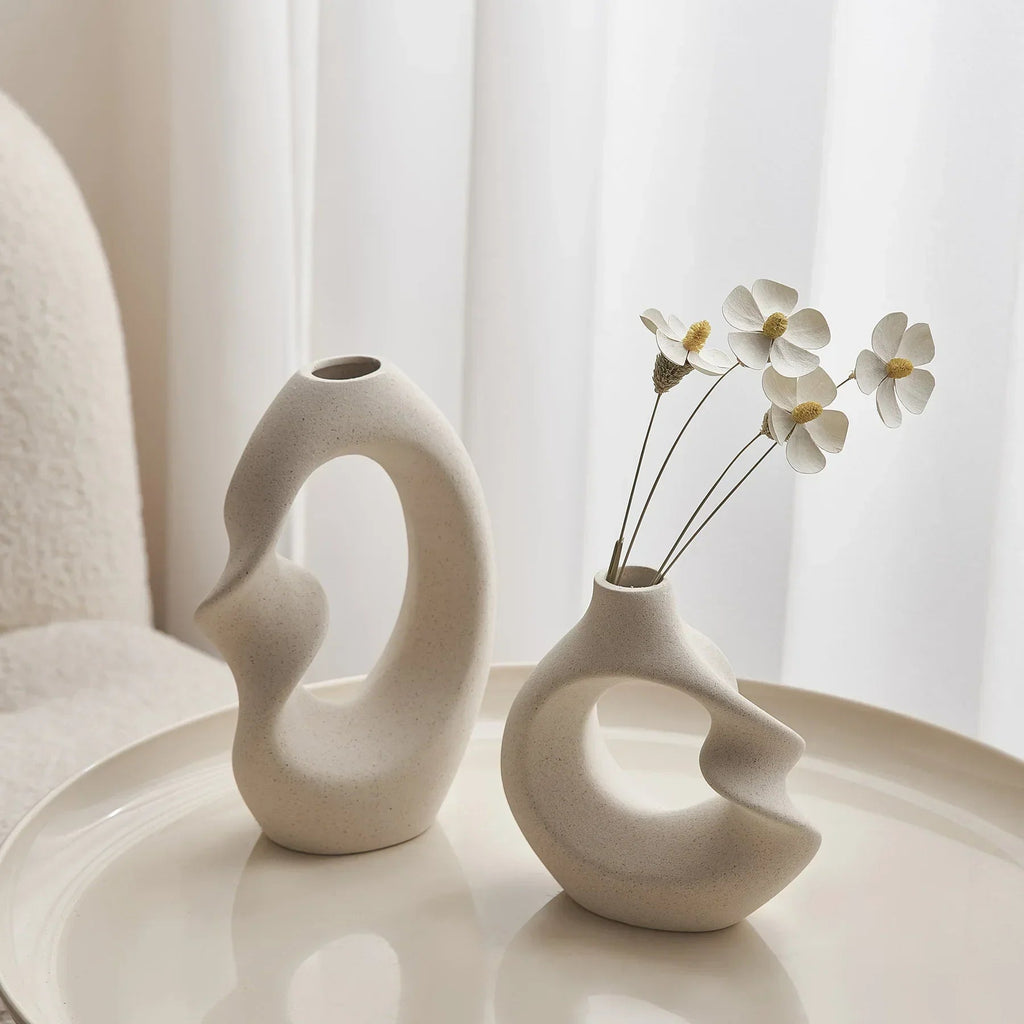 Virelle Keramikvase Duo – Abstrakte Eleganz für moderne Räume - Bolania