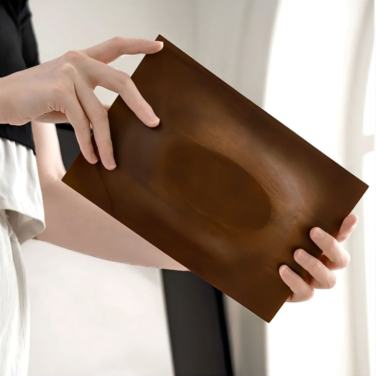 Wooden Tissue Box in Walnut Finish, Curved Shape, for Living Room and Office